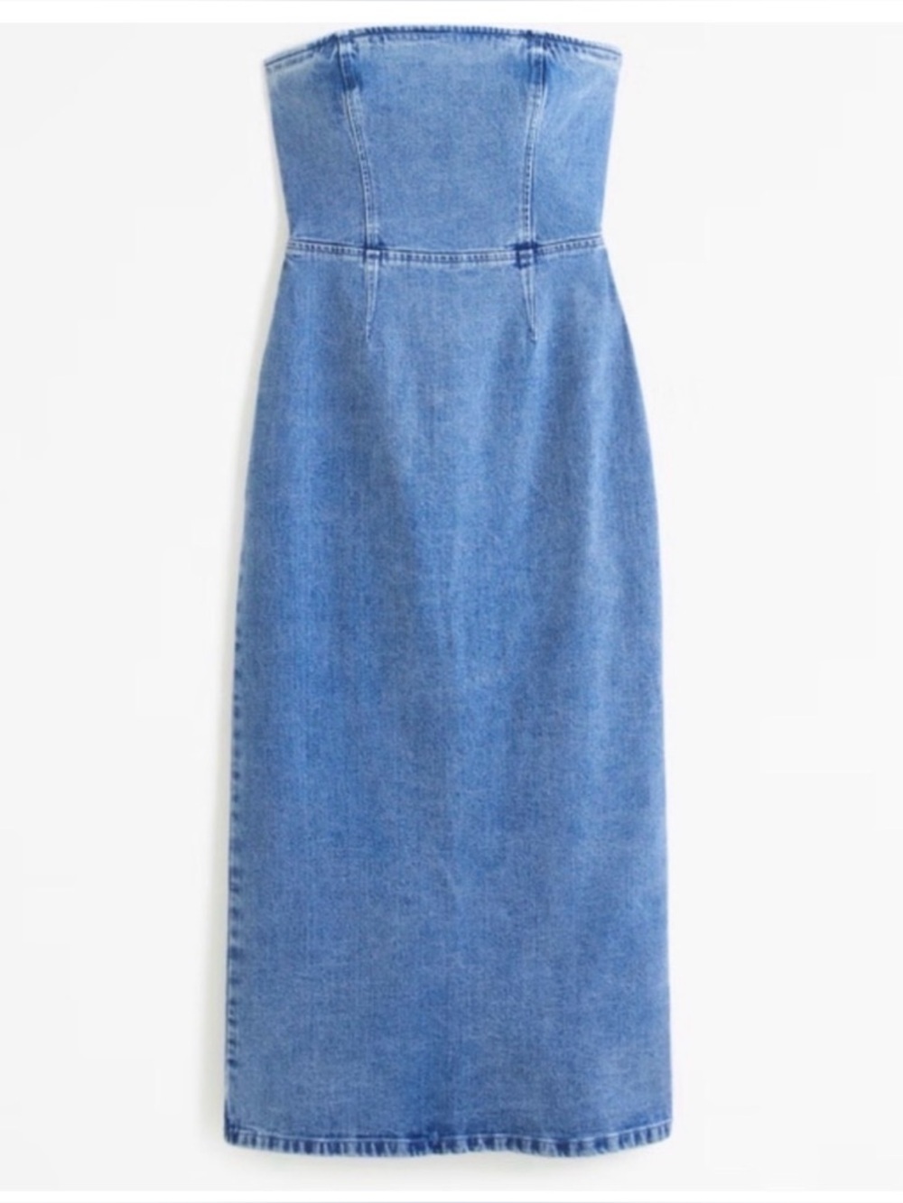 NWT Abercrombie & Fitch Strapless Denim Midi Dress Medium Wash Mila XXS 00 0 - Picture 4 of 16